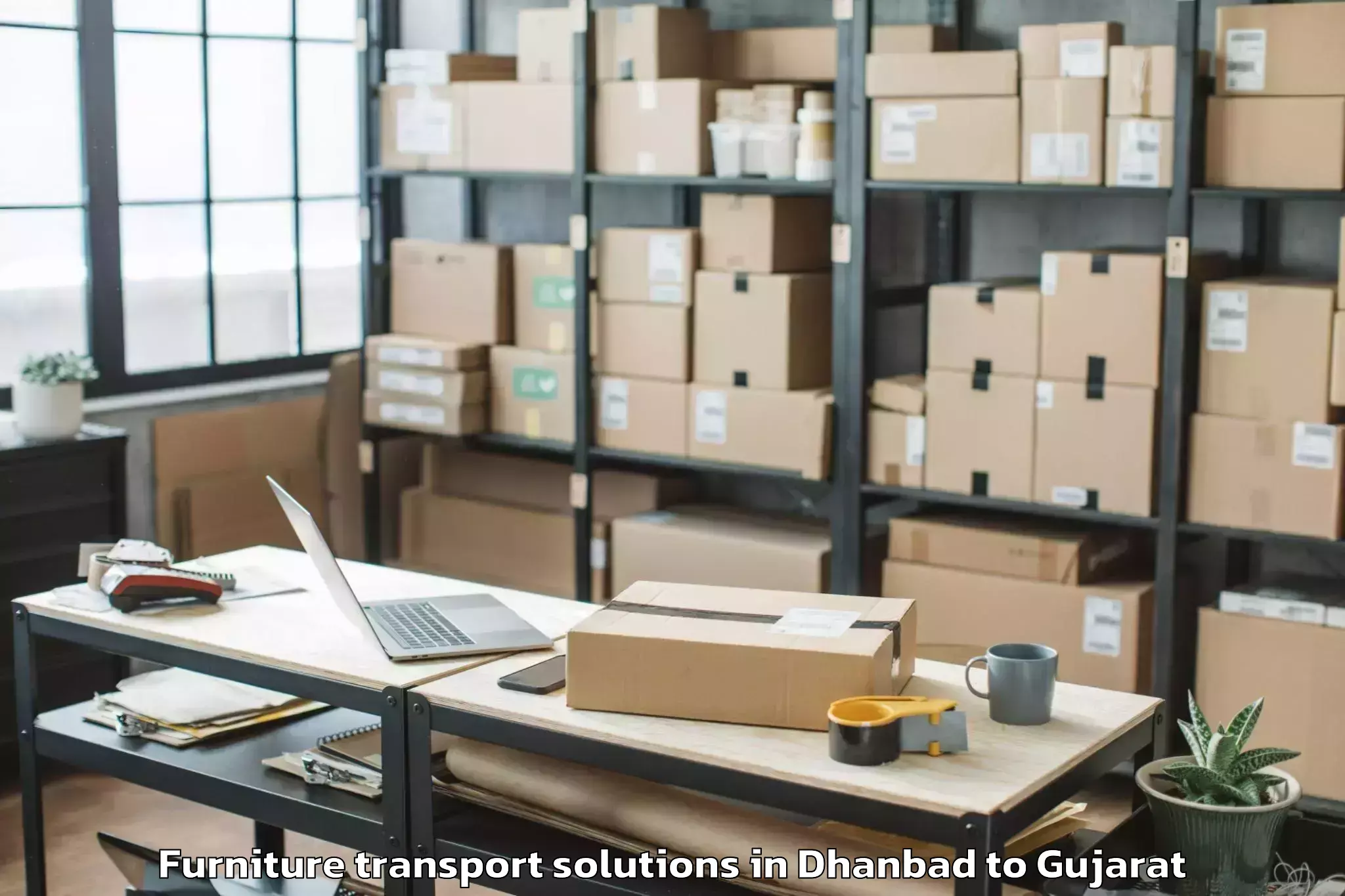 Book Dhanbad to Rajpipla Furniture Transport Solutions Online